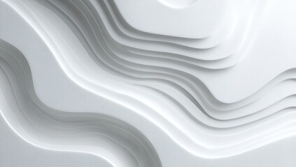 Poster - Abstract layered white waves create a smooth, flowing 3D pattern with gentle curves and depth.