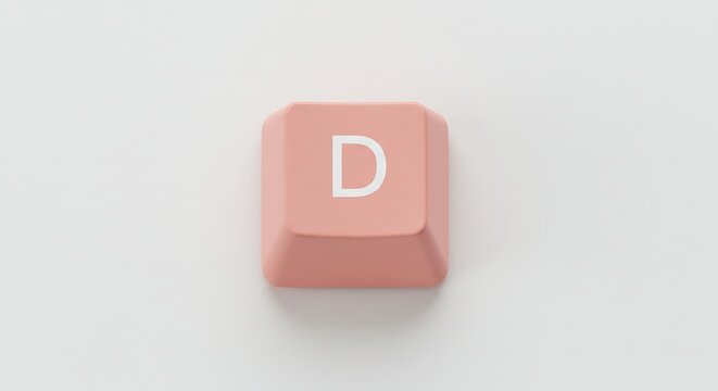 Isolated Pink 'D' Keycap on White Background