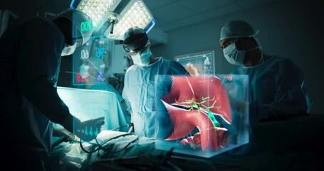 Poster - Focused Team and Female Surgeon Follow Guidance Provided by Augmented Reality Software. Technology Assists in Precise Cancer Tumor Resection Without Damaging Healthy Tissue and Organs
