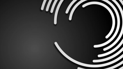 Leinwandbilder - Black white smooth circular stripes abstract corporate background. Seamless looping motion design. Video animation Ultra HD 4K 3840x2160