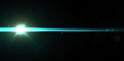 Poster - A vibrant blue lens flare radiates from the center. creating a dramatic effect against a dark background. ideal for use in digital designs and media projects