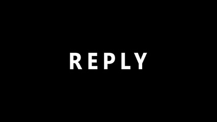 Poster - Simple and bold black and white illustration featuring the word reply in a clear and readable font, suitable for communication and messaging