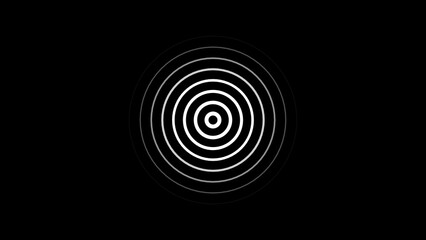 Fototapete - Concentric circles on a black background graphic illustrating visual design elements of target, focus, emphasis, and communication. a minimalist digital illustration.