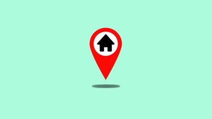 Poster - Home location concept with a red pinpoint icon with a house inside suggesting real estate property or a location marker