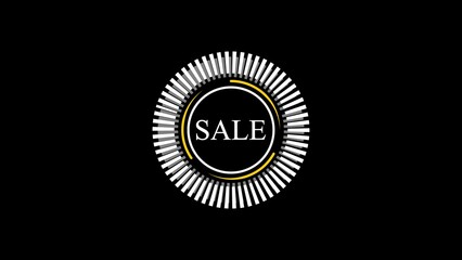 Poster - Modern sale badge design with geometric circle composition for promotional offers and discount announcements on a black background