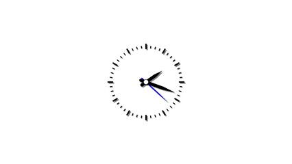 Poster - Minimalist clock design on white background with black and blue hands indicating time for conceptual representation and business illustrations.