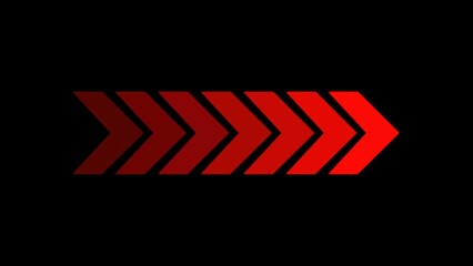 Poster - Bold red arrow design indicating progress direction and motion symbol on a black background for digital illustrations and graphic design projects