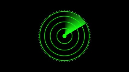 Fototapete - Green radar screen illustration on black background showing digital technology and scanning for futuristic concepts or technological insight