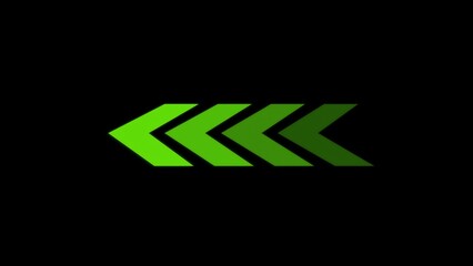 Poster - Abstract green arrows pointing left on a black background a modern design element for direction or progress and simple minimalist style