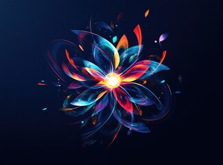 Poster - Abstract flower burst in vibrant colors
