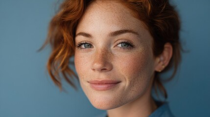 Aufkleber - portrait of volunteer showcasing kindness and diversity against simple background with ample copy sp