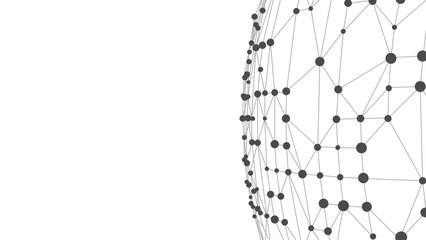Leinwandbilder - Technology background with copy space. Abstract sphere. Dots connected by lines. Minimalist mesh. Abstract polygonal shape.