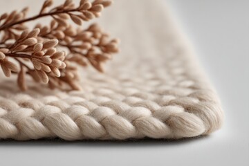 Poster - single woven rug set on pristine white surface capturing its intricate patterns and texture minimalistic design ample