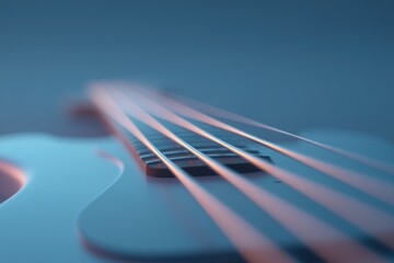 Poster - close-up of bass guitar strings under soft lighting in minimalistic setup