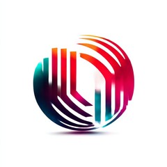 Poster - Abstract Spherical Design with Vibrant Color Gradient and Dynamic Lines Against a Minimalist White Backdrop