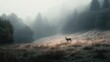 © Creative Station - Lone deer grazing in misty meadow