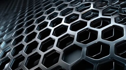 Fototapete - High-tech hexagonal pattern with metallic texture in 4k resolution for modern backgrounds