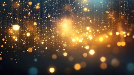 Poster - Abstract background featuring bokeh lights and golden particles creating a magical atmosphere effect. abstract bokeh background