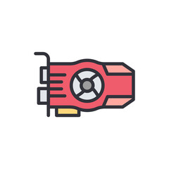 Poster - Stylized red and gray graphic card illustration for modern technology devices