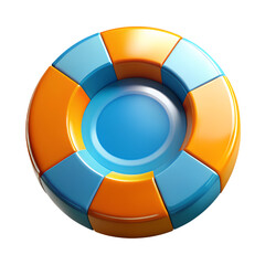 Poster - A captivating high quality 3d rendering icon showcasing a vibrant segmented circular diagram on a solid White background