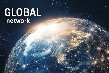 Poster - Visual representation of a global network connecting nations and communities around the earth