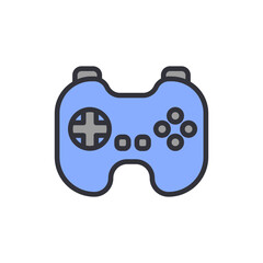 Poster - Stylized Light Blue Game Controller Icon on White Background, Simplicity