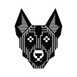 © SandhaRani - Geometric dog head vector illustration in black and white perfect for logos and designs