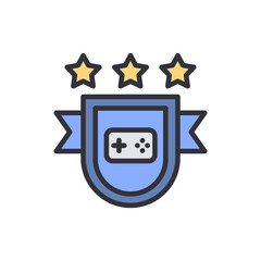 Poster - Gaming Achievement Shield with Star Rating for Top-Tier Player Badges