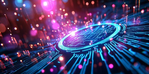 Leinwandbilder - Abstract digital data visualization with analytics graphs and statistics in a futuristic technology environment showing business insights and metrics
