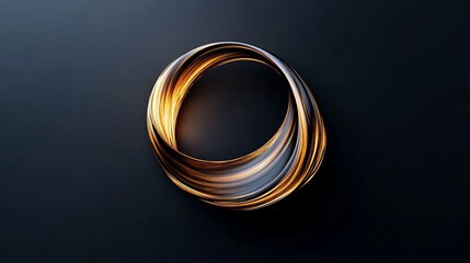 Poster - Abstract ring with gold and black hues, floating over a dark surface