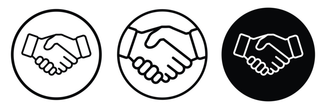 Business handshake outline vector icon, Vector silhouette of handshake icon, Professional deal, Handshake liner icon vector set.
