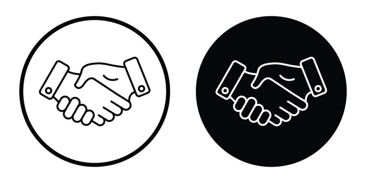 Business handshake outline vector icon, Vector silhouette of handshake icon, Professional deal, Handshake liner icon vector set.