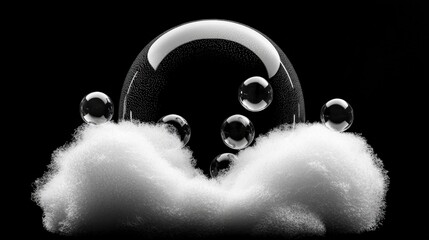 Poster - Intricate bubble formation with multiple bubbles inside a larger bubble creating a captivating visual effect