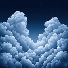 Poster - Enchanting night sky filled with wispy clouds and glimmering stars illuminating the dark canvas