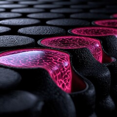 Poster - Close-up image of a collection of red and black stones highlighting their unique textures and colors