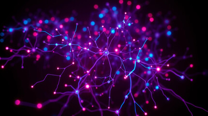 Poster - Intricate Bioluminescent Network: A Mesmerizing Display of Luminous Connections