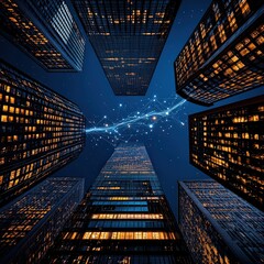 Poster - Enchanting city at night captured in all its glory with brilliant lights creating a magical scene