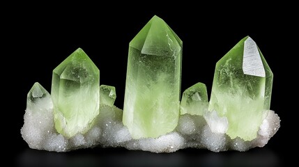 Poster - Beautiful green crystals sparkling under light creating a stunning natural display of color and shine