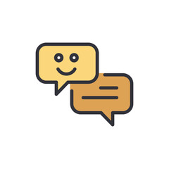 Poster - Two chat bubbles, one with a smile face, social networking communications