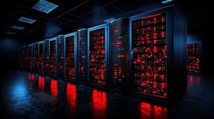 Poster - Professional server room showcasing advanced technology and efficient infrastructure for data storage
