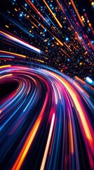 Poster - Striking speed motion in the night showcasing blurred lights and dynamic movement through darkness