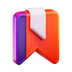 Poster - A vibrant high quality 3d rendering icon of a bookmark design with vivid color gradients against a White background.