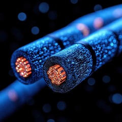 Poster - Close-up view of an electrical cable with detailed textures and colorful insulation sheath