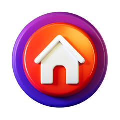 Poster - Beautiful high quality 3d rendering icon of a home designed with gradients and layered in a circle, isolated on White