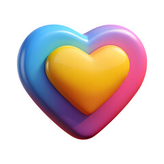 Poster - Vibrant three dimensional nested heart icon with gradient colors isolated on white background representing affection and love
