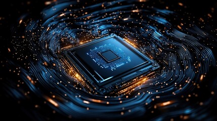 Poster - Detailed close-up of a cpu chip highlighting complex circuits and microprocessor technology