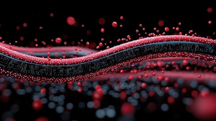 Poster - Abstract black background featuring red and white dots creating a modern digital aesthetic design