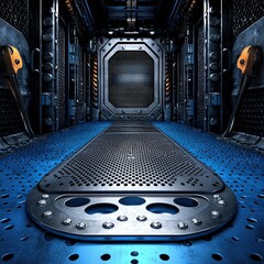 Poster - Close-up of a metal floor featuring multiple holes creating a unique pattern and texture