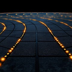 Poster - Vibrant street scene lit by numerous bright lights creating a lively atmosphere at night