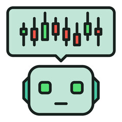 Poster - AI Cryptocurrency Trading Bot with Candlestick Chart vector colored icon or sign